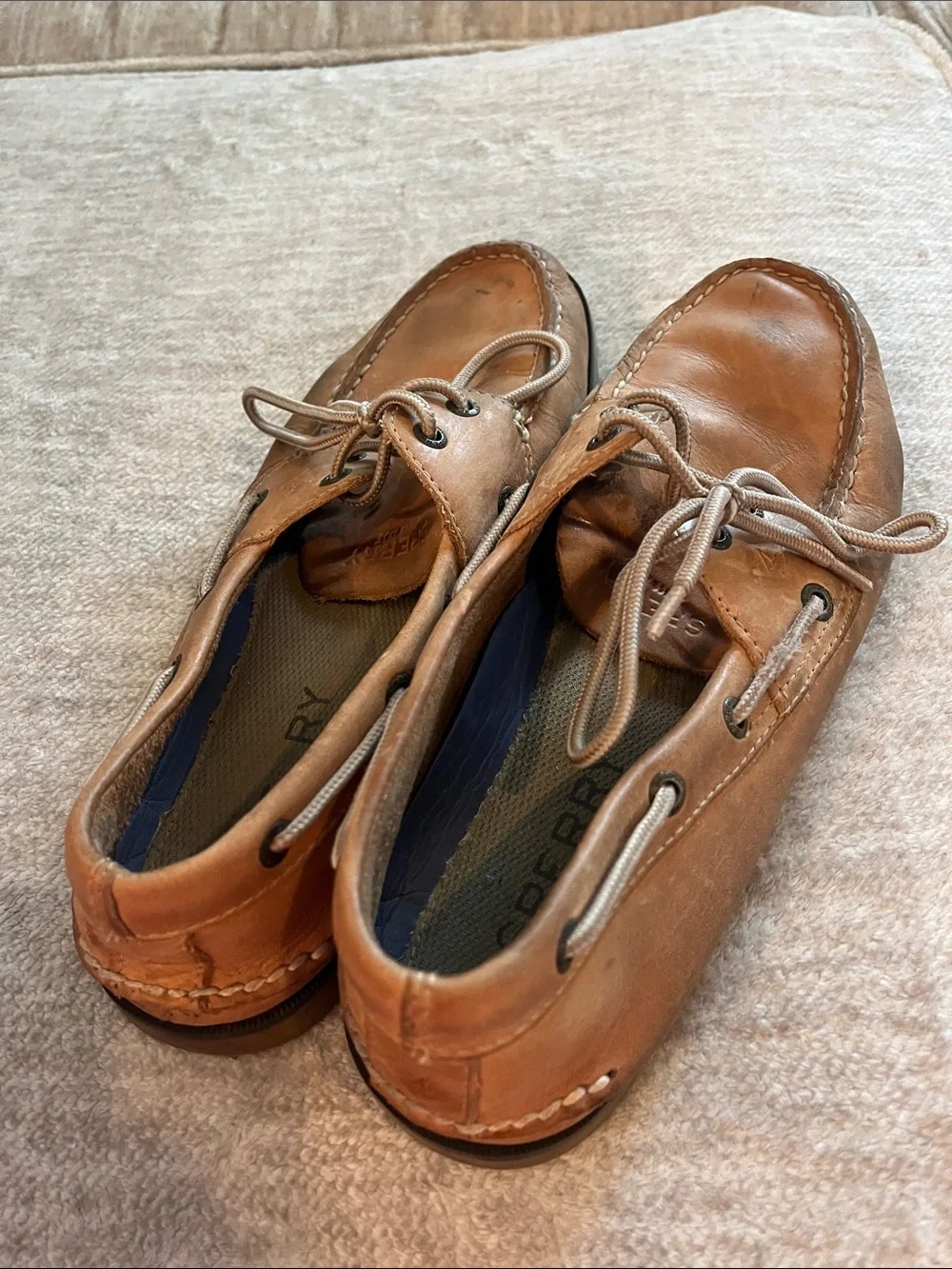 Sperry Men’s Tan Leather Boat Shoes Size 10